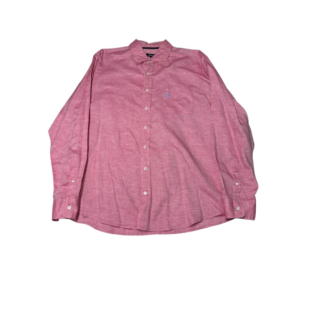 johnnie O Mens Pink Linen Blend Long Sleeve Button Down Shirt XL